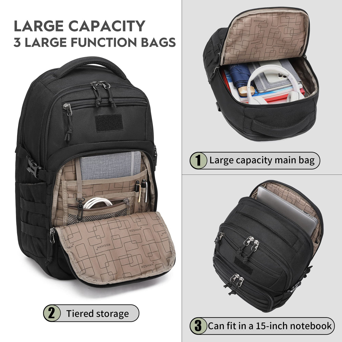 Black Small Tactical Backpack O344