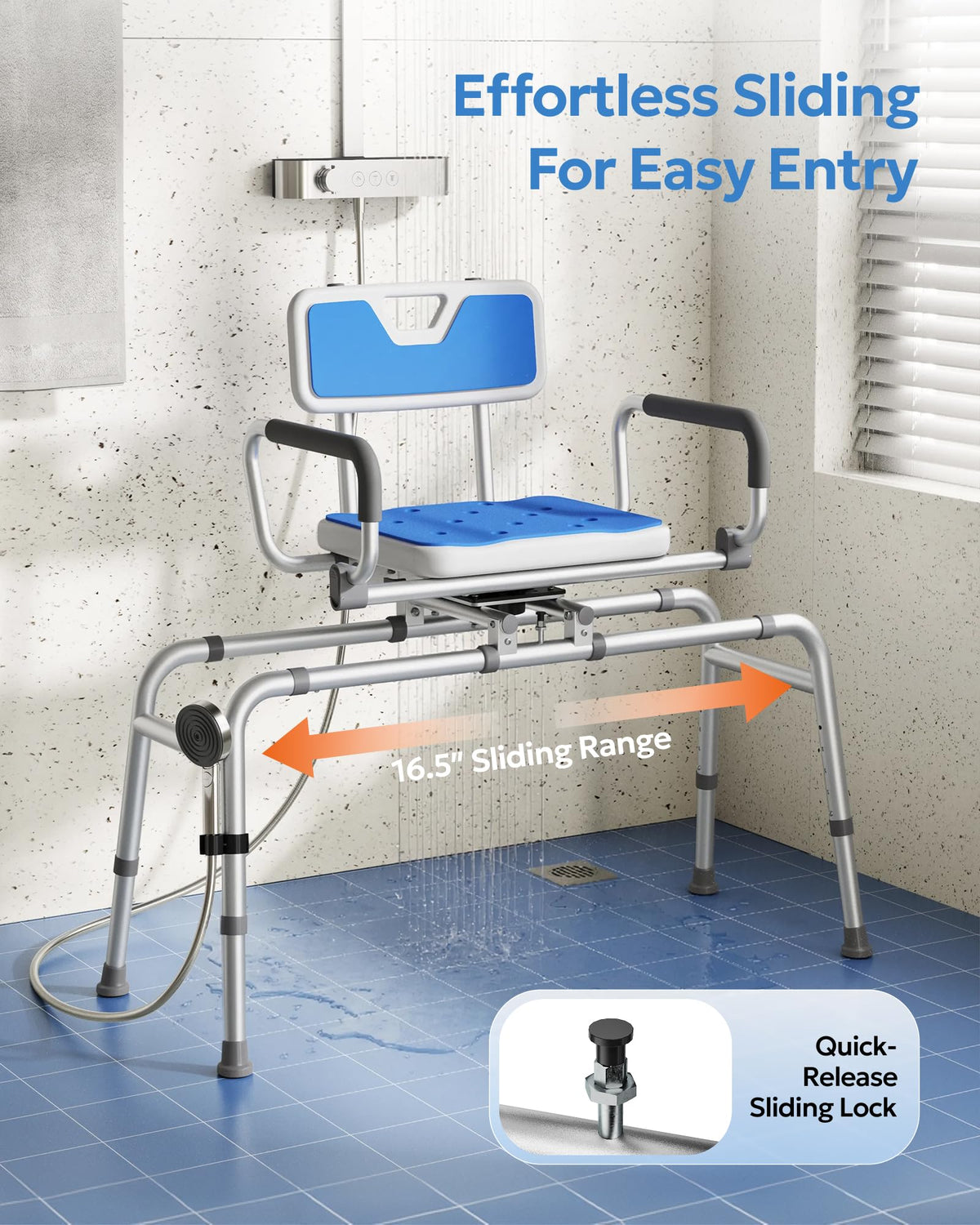 Sliding Shower Chair with 360° Swivel Seat U5368