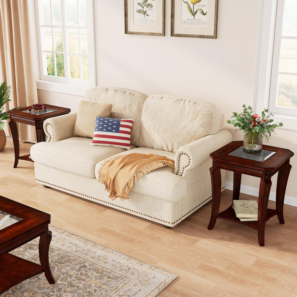 Set of 2 Solid Wood End Table V949