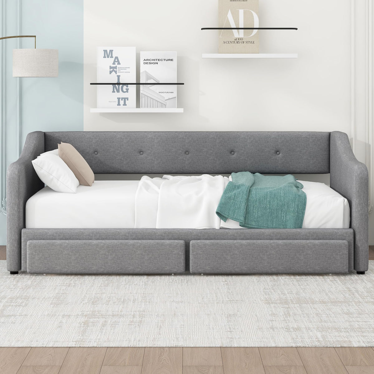 Upholstered Twin XL to King Size Daybed with Pop Up Trundle Z881