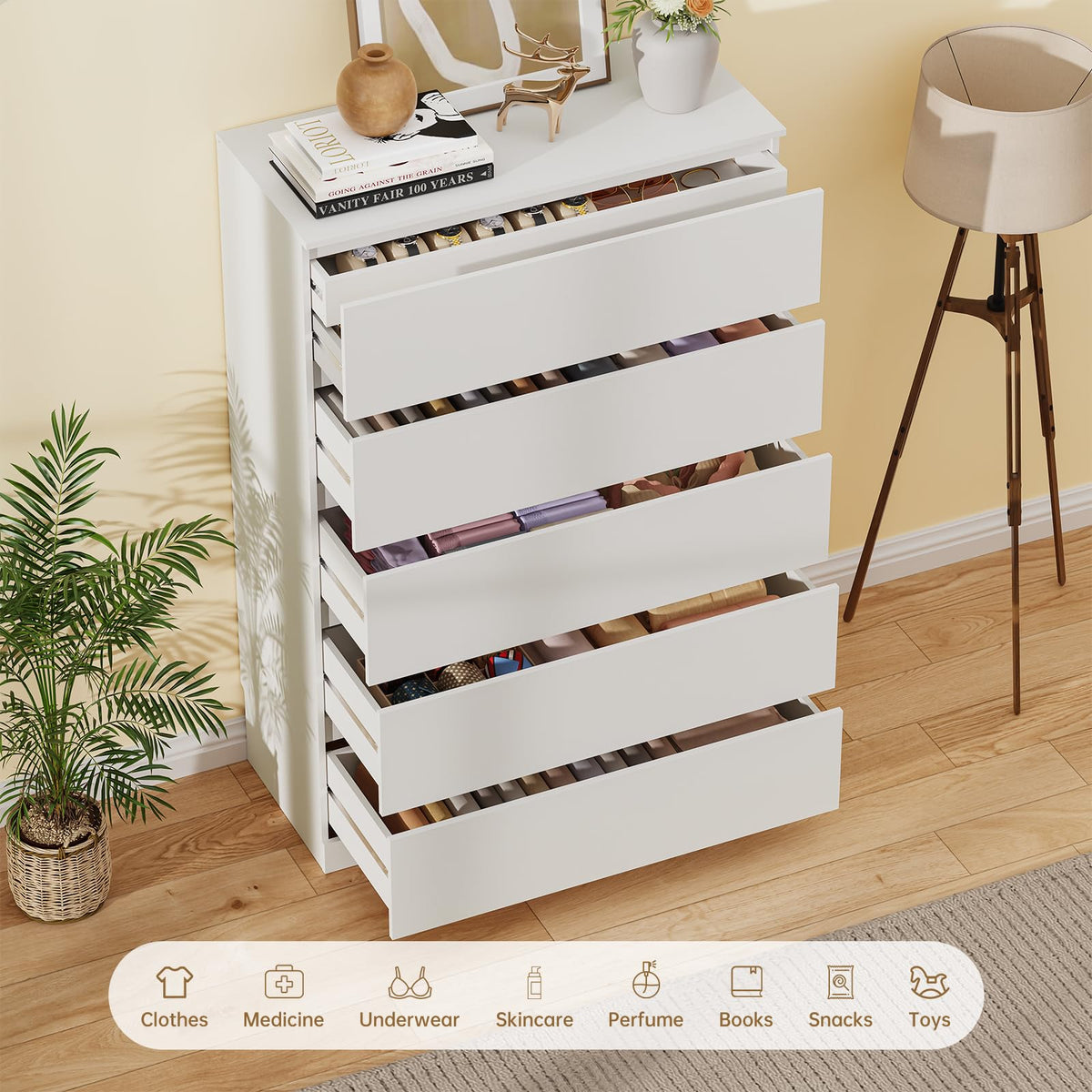 White 5 Drawer Dresser L67140