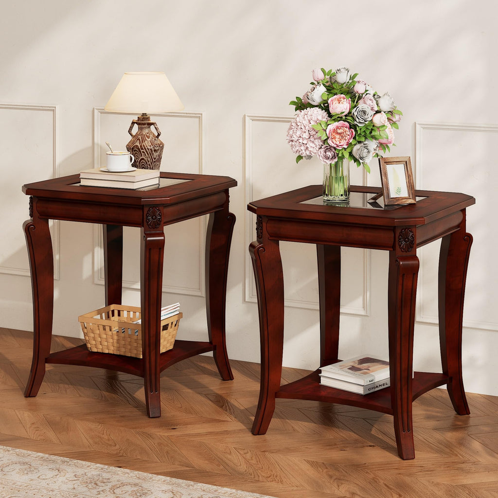 Set of 2 Solid Wood End Table V949
