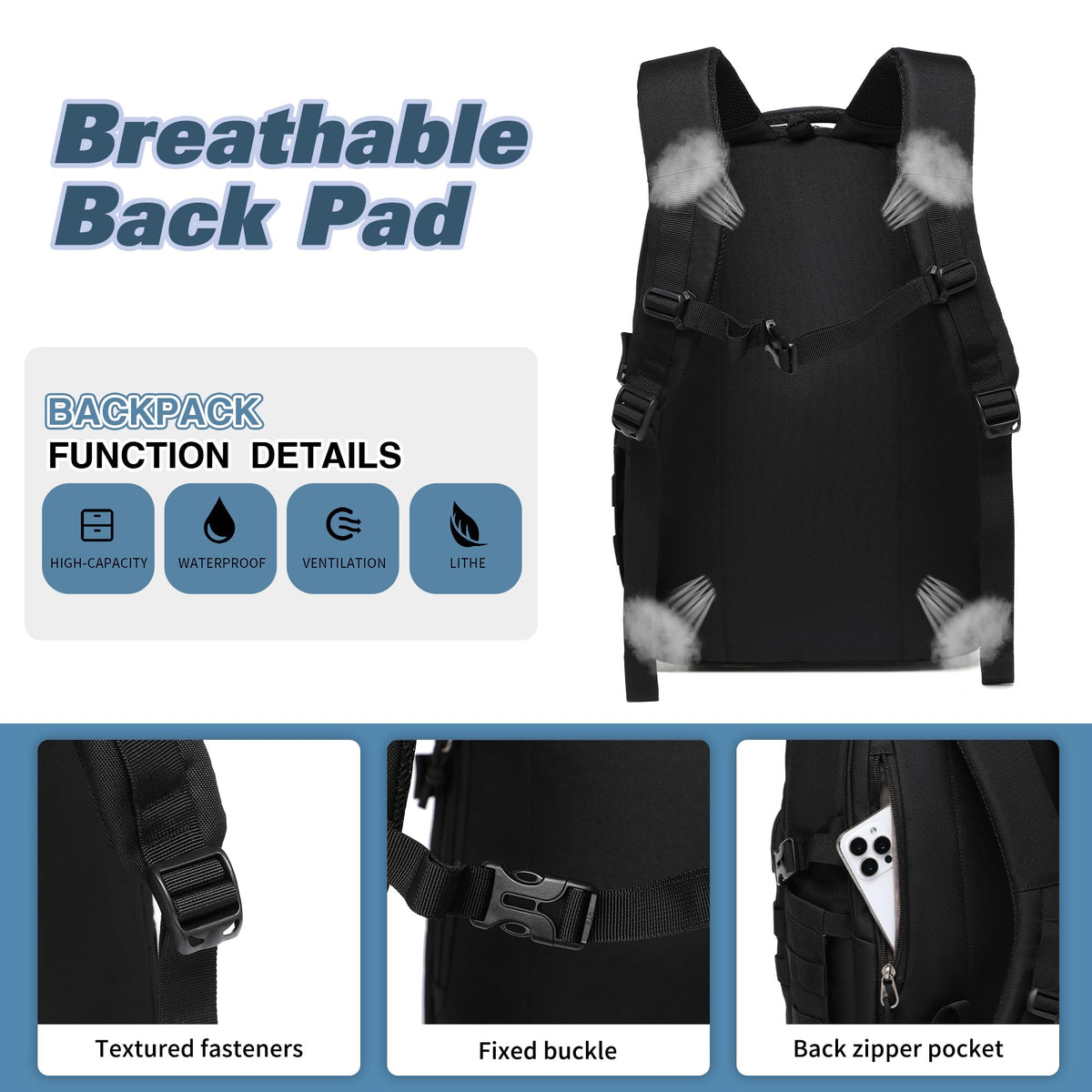 Black Small Tactical Backpack O344