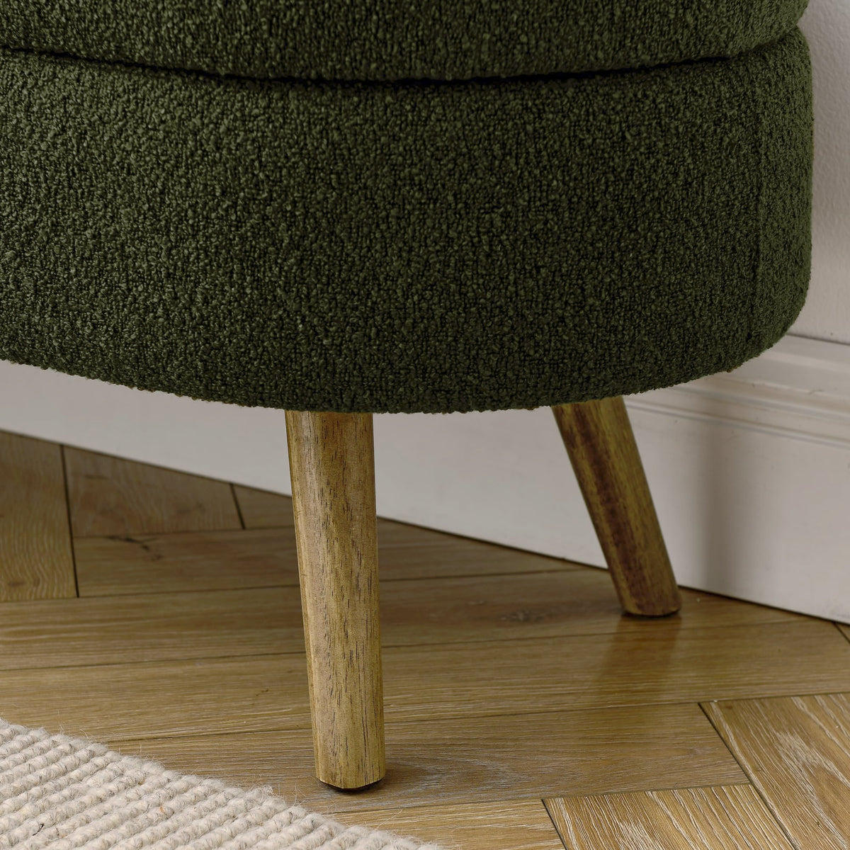 Oval Storage Bench with Rubber Wood Legs Q835868