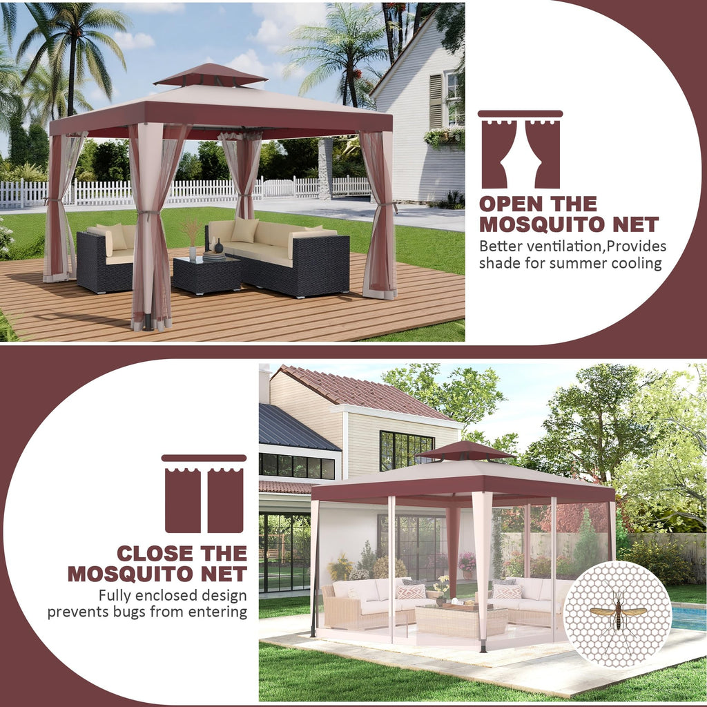 10x10 Outdoor Gazebo with Mosquito Netting K5290