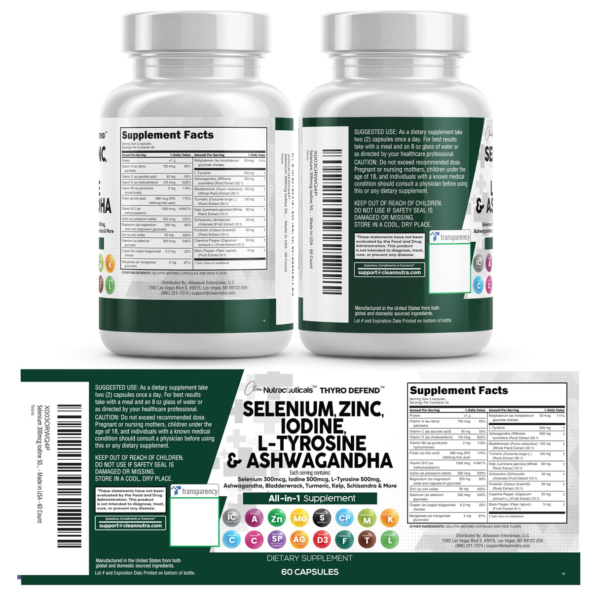 Selenium Iodine Thyroid Support Capsules J96466