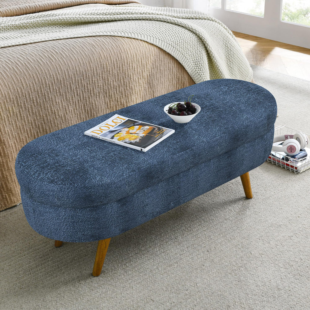 Oval Storage Bench with Rubber Wood Legs D2601
