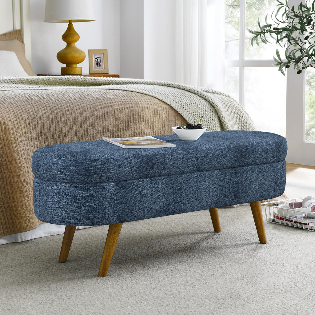 Oval Storage Bench with Rubber Wood Legs D2601