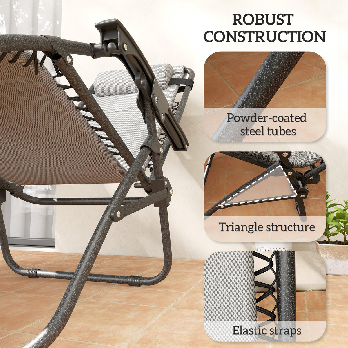 Zero Gravity Chairs Set of 2 Light Gray Q86449