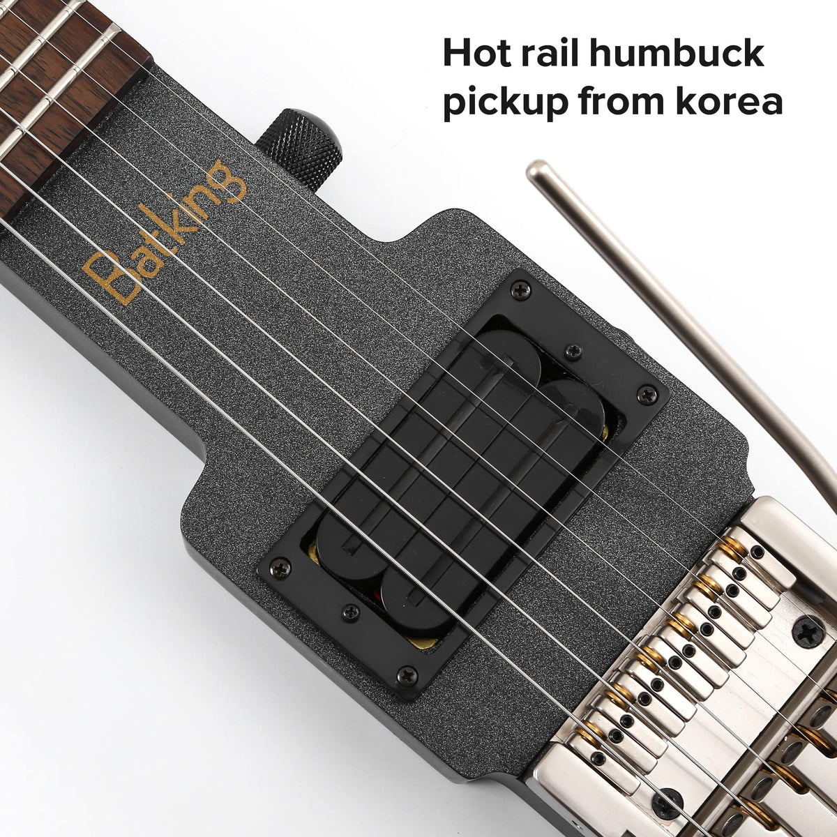 Travel Electric Guitar Headless 6 String One-piece Canada Maple Neck Double Locking Tremolo Bridge with Gigbag E714