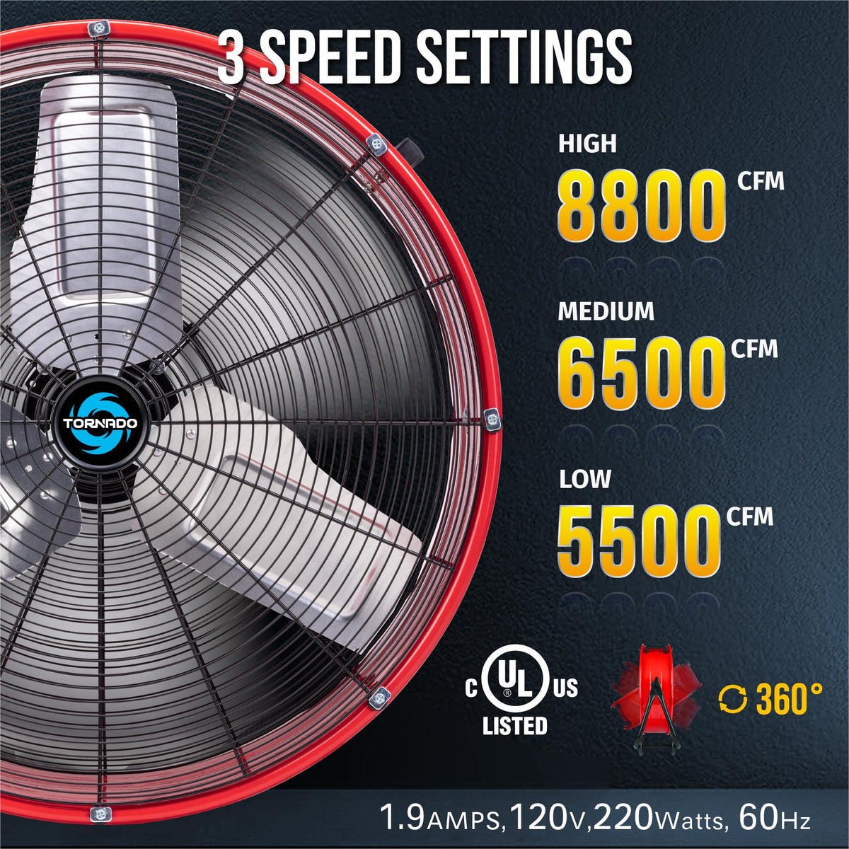24 Inch High Velocity 3 Speed Metal Drum Fan K301769