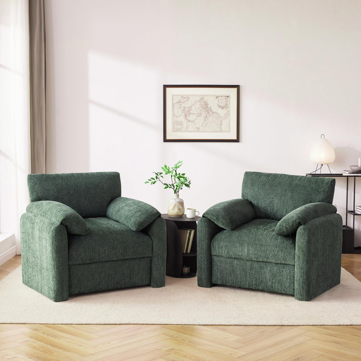 2 Pack Oversized Green Accent Chair E17972