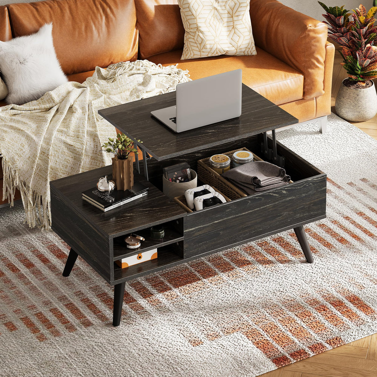 Lift Top Coffee Table with Hidden Storage, Black M72494