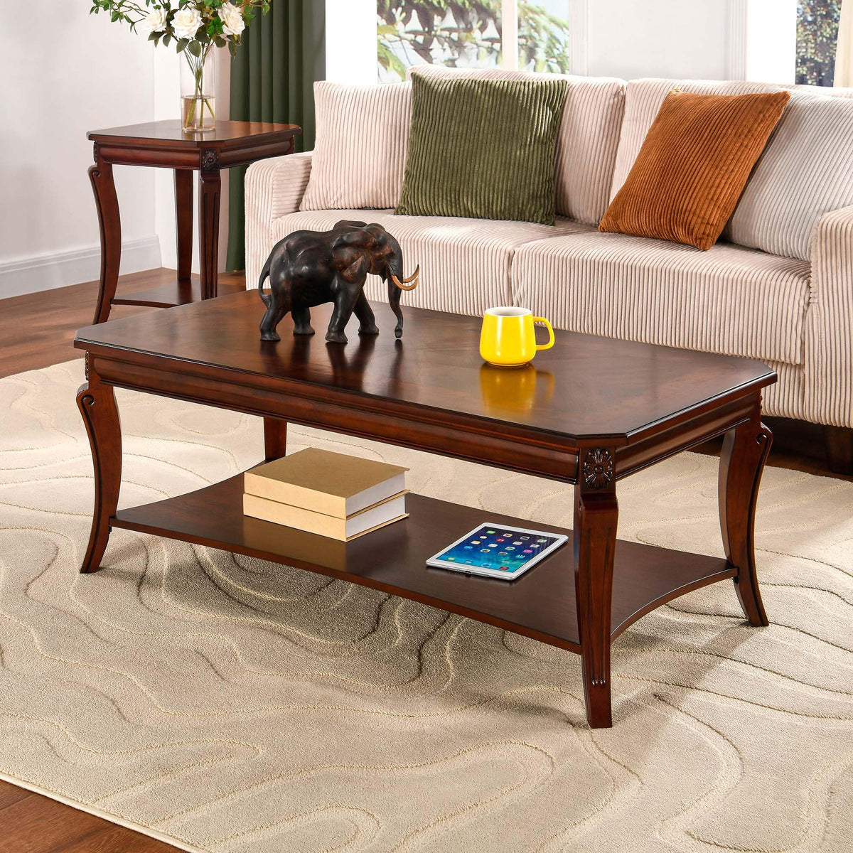 Set of 3 Solid Wood Coffee Table U120849