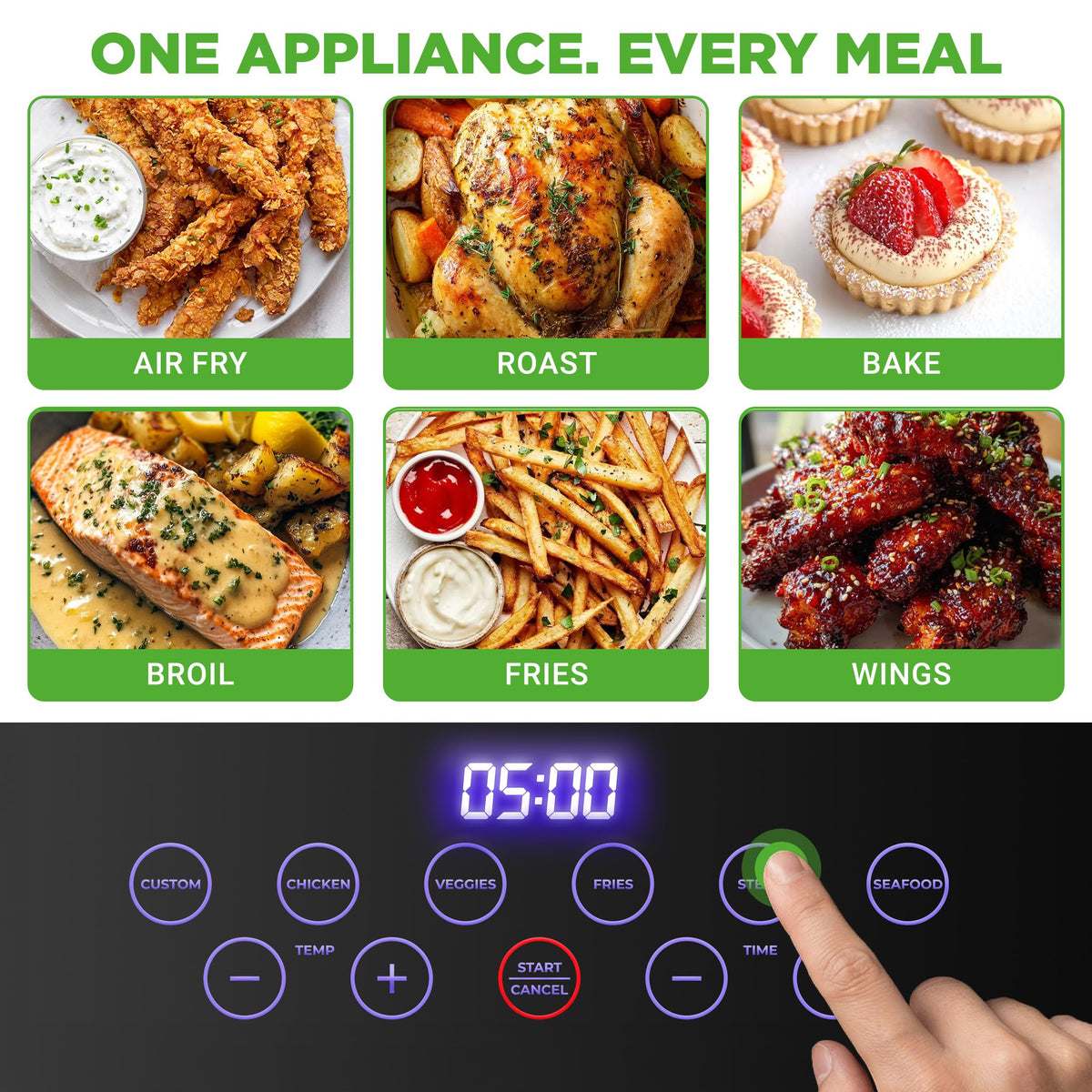 7.5 Quart Air Fryer with 6 Preset Cooking Modes I9844