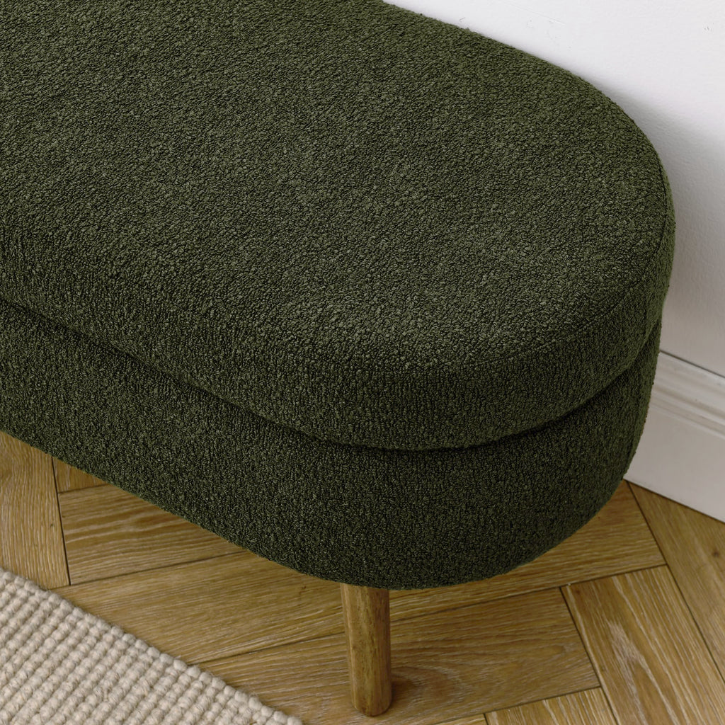 Oval Storage Bench with Rubber Wood Legs Q835868