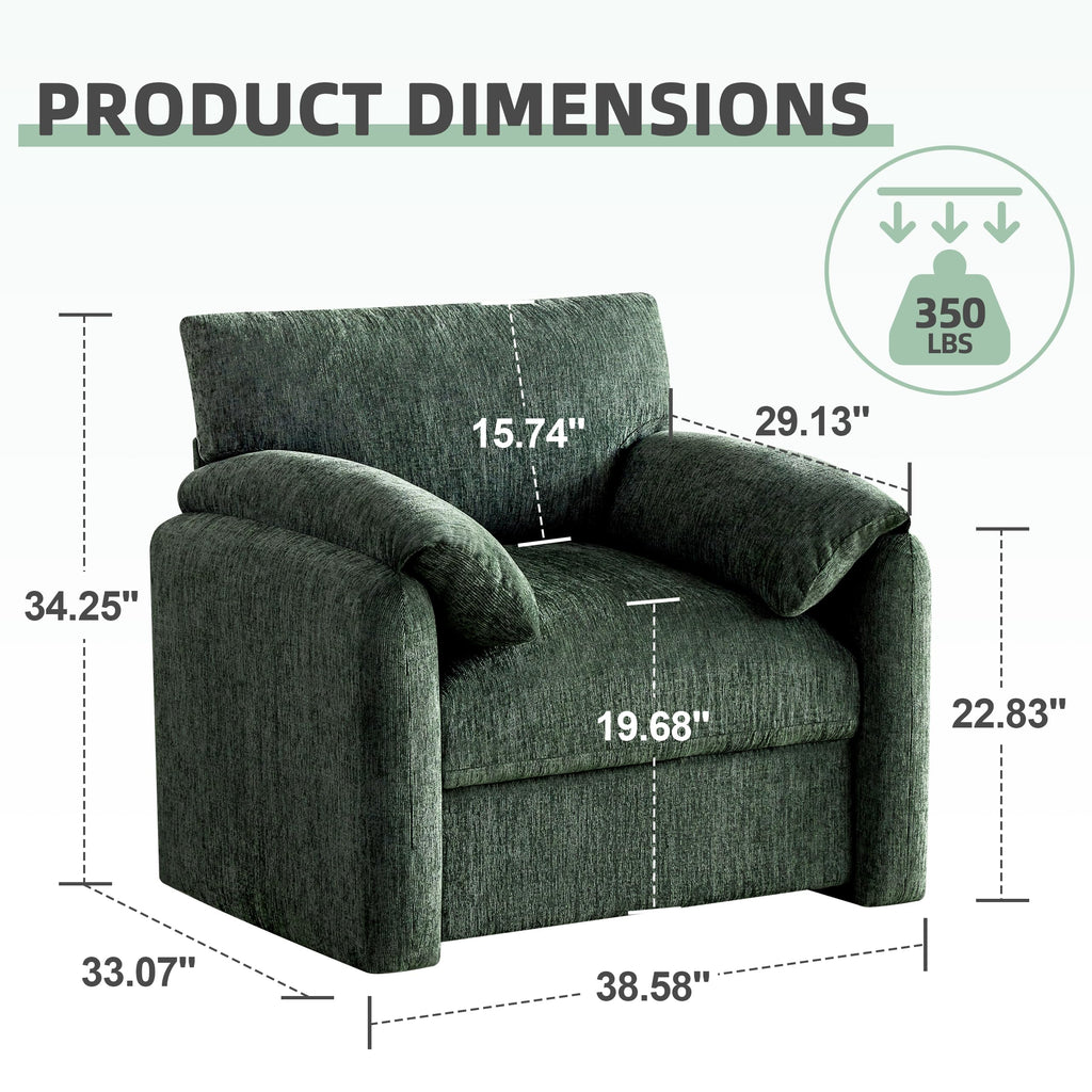 2 Pack Oversized Green Accent Chair E17972