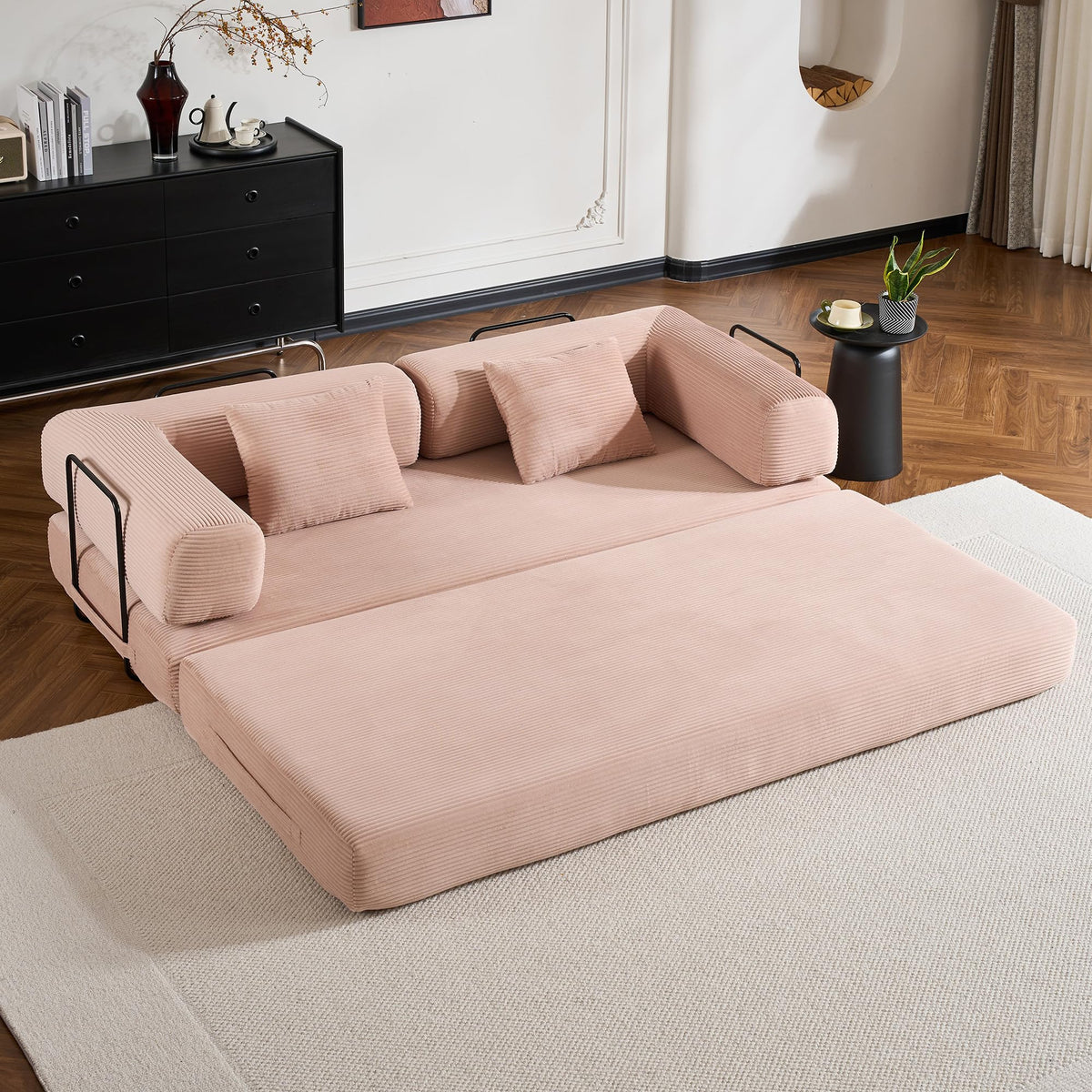 Pink Convertible Floor Sofa Bed T5354