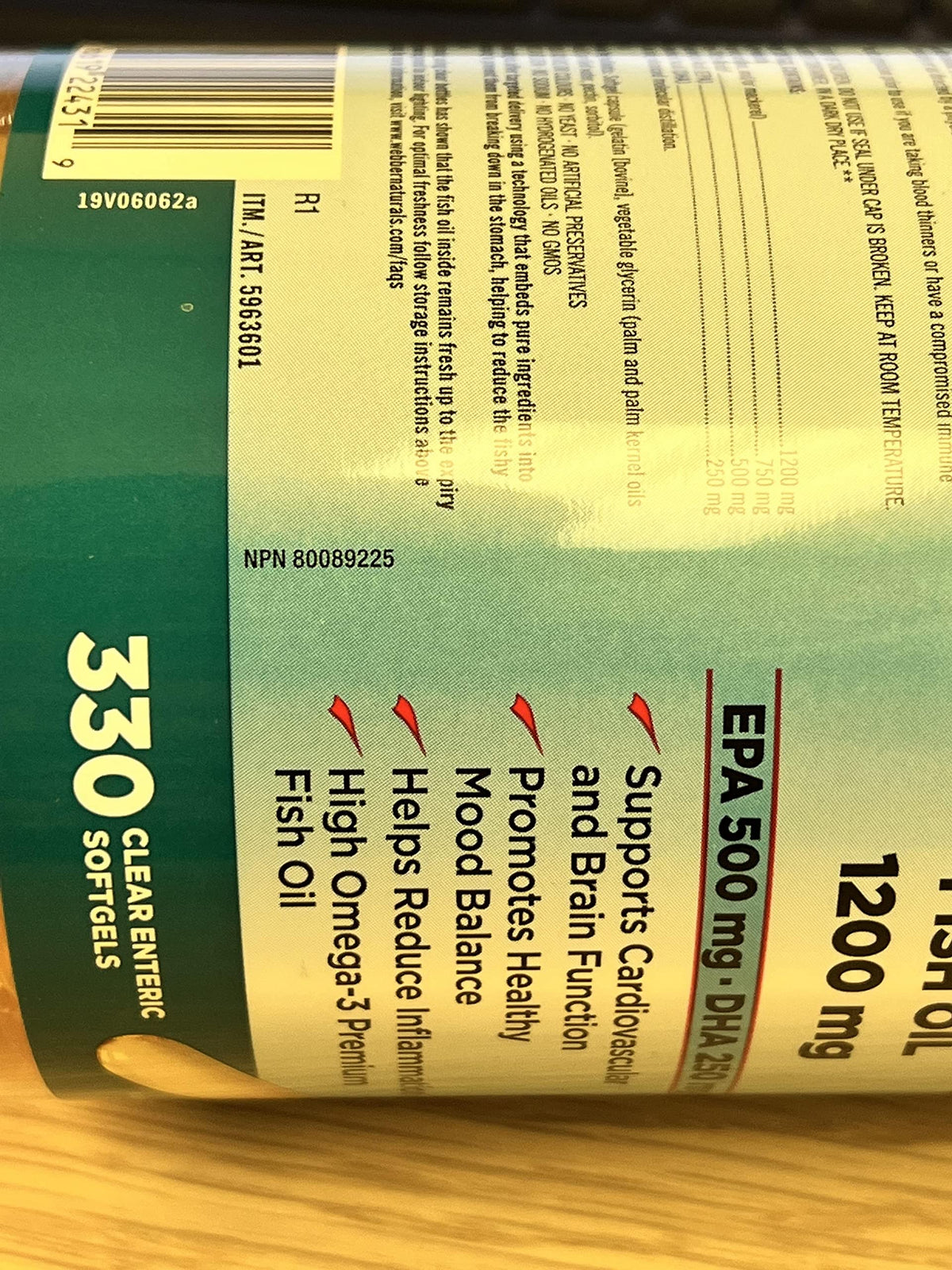 Omega-3 Fish Oil 1000mg 300 Softgels O258