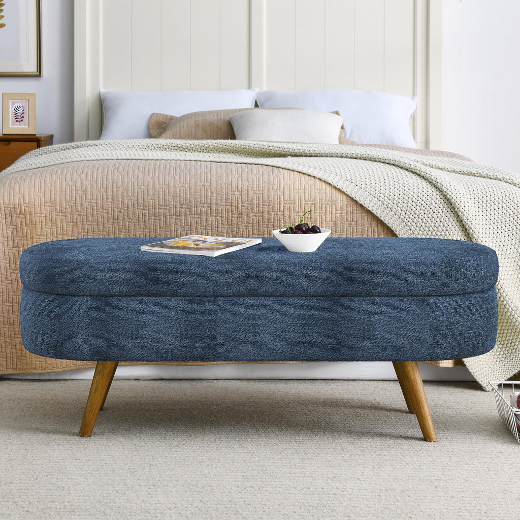 Oval Storage Bench with Rubber Wood Legs D2601